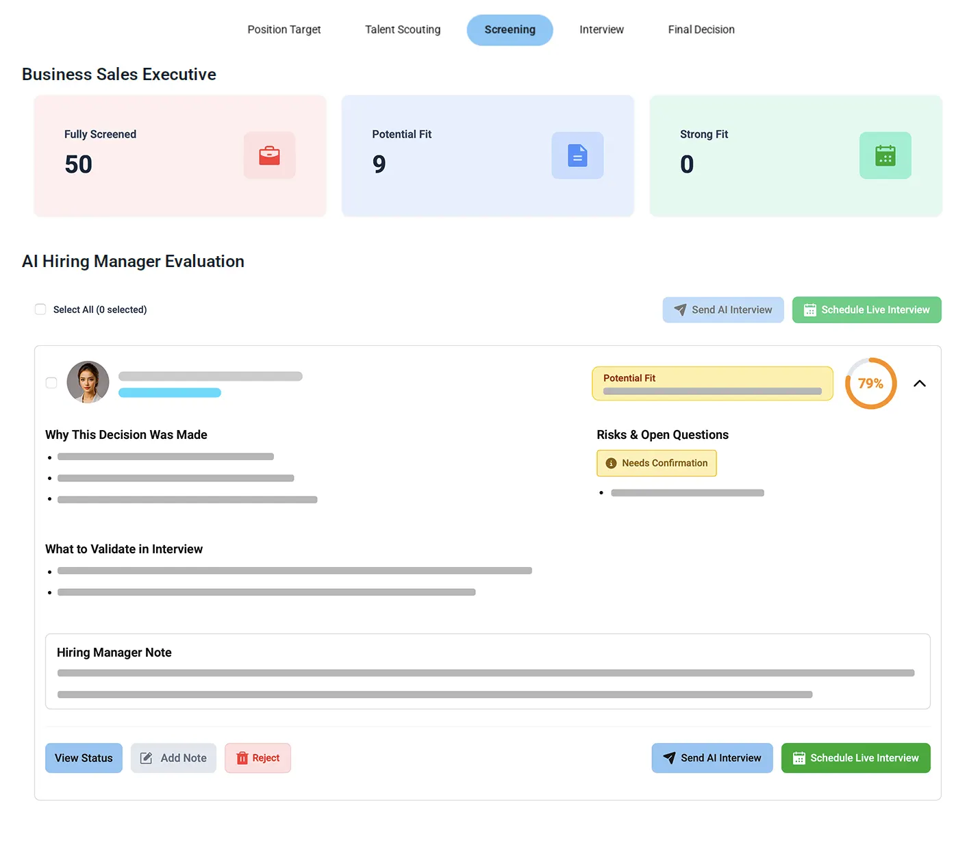 Dr.Job AI screening agent performing zero-bias cognitive candidate evaluation